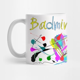 Racket Badminton sport art  brush style Mug